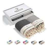 Lot de 2 Serviettes XXL 100x180 cm - 100% Coton - Pour Plage, Hammam, Bain, Pique-Nique - Extra Légère - Homme et Femme (Noir/Gris Pastel)