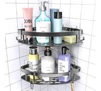 Lot de 2 Serviteur Douche Antirouille Etagère d'Angle noir Vendos85