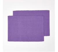 HOMESCAPES Set de Table Lavable rectangulaire - Lot de 2, Dessous de Table 100% Coton uni Violet, 33 x 50 cm