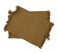 Lot de 2 sets de table à franges 33x46 cm coton PAPEETE marron foin