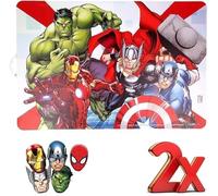 Lot de 2 sets de table américains plastifiés sous assiette pour petit-déjeuner et déjeuner enfants pour HULK AVENGERS