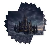 Lot de 2 Sets de Table, Architecture Gothique Nuages du château Sombre | Sets de Table de Vacances, Lavables Sets de Tables Cuisine décoration de fête, 30x45cm