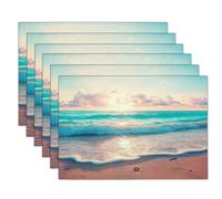 Lot De 2 Sets De Table, Bleu Plage Océan Paysages Naturels, 30 X 45 Cm, Imperméables, Lavables, pour Intérieur Et Extérieur, Ferme, Cuisine, Décoration De Table À Manger