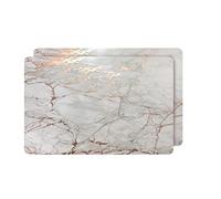 Lot de 2 Sets de Table de Salle à Manger - Lavables - Résistants à la Chaleur - Antidérapants - Motif marbre rectangulaire - 30,5 x 45,7 cm - Or Rose
