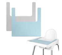 Lot de 2 sets de table durables pour chaise haute IKEA, propres et hygiéniques, adaptés pour IKEA Antilop Highchai, pour les tout-petits et les bébés (gris clair/bleu)