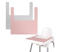 Lot de 2 sets de table durables pour chaise haute IKEA, propres et hygiéniques, adaptés pour IKEA Antilop Highchai, pour les tout-petits et les bébés (gris clair/rose)