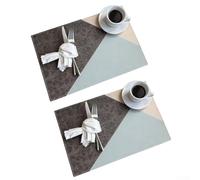 Lot de 2 sets de table en cuir, 45,7 x 30,5 cm, résistants à la chaleur et aux rayures, conçus pour les repas quotidiens et une utilisation en extérieur avec un nettoyage facile (gris)