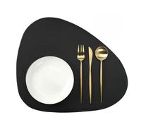 Lot de 2 sets de table en cuir véritable, lavables 45,5 x 35,5 cm, tapis de sol, platzdeckchen Lederoptik Hitzebeständig Tischuntersetzer für Hause Küche Restaurant und Hotel, Schwarz
