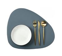 Lot de 2 sets de table en cuir véritable, lavables 45,5 x 35,5 cm, tapis de sol, platzdeckchen Lederoptik Hitzebeständig Tischuntersetzer für Hause Küche Restaurant und Hotel, Blau