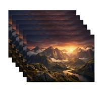 Lot de 2 Sets de Table en Lin Canyon Alpin Napperons Lavable Résistant à Chaleur Antidérapant Coucher Soleil sur Montagne Tapis de Table, Facile à Nettoyer pour Cuisine, Salle à Manger, 30 x 45 cm