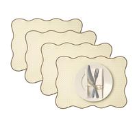 Lot de 2 sets de table festonnés ondulés en PVC de style nordique bohème - Imperméables, résistants à l'huile et à la chaleur - Décoration de table pour maison, restaurant, fête de mariage (#6,33 x 45