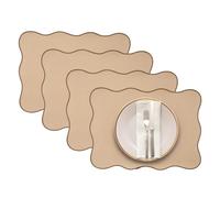 Lot de 2 sets de table festonnés ondulés en PVC de style nordique bohème - Imperméables, résistants à l'huile et à la chaleur - Décoration de table pour maison, restaurant, fête de mariage (#5,33 x 45