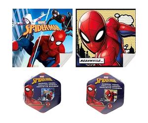 Lot de 2 sets de table magiques Spiderman Marvel en tissu de table lavable et résistant à la chaleur 30 x 30 cm 100 % coton