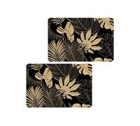 - Lot de 2 sets de table motif feuillage avec encre métallique LYRA - 30 x 45 cm - Or et noir - Lyra