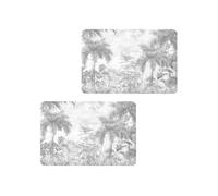 - Lot de 2 sets de table motifs jungle SAGE - 28 x 43 cm - Gris et blanc - Sage