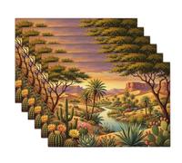 Lot de 2 Sets de Table, Oasis du Désert, 45x30cm | en Lin Lavables Paysages Rétro Canyon Sets de Table pour la Saison, la Maison, Les fêtes, la Cuisine, la Salle à Manger, Orange Terreux