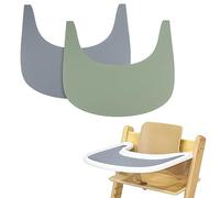 Lot de 2 sets de table pour chaise haute en silicone, propres et hygiéniques, pour chaise haute Stokke Tripp Trapp (gris/vert)
