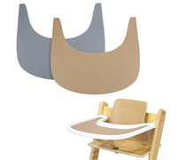 Lot de 2 sets de table pour chaise haute en silicone, propres et hygiéniques, pour chaise haute Stokke Tripp Trapp (gris/marron)