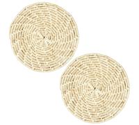 Lot de 2 sets de table rond tresse maïs 34 cm collection KO LIPE beige naturel