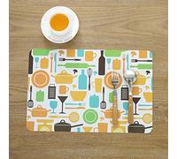 Lot de 2 Sets Table imperméables recouverts d'un Film imprimé Style Occidental, européen, Motif Hibou(Happy Kitchen (2 Pieces))