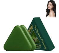Lot de 2 shampoings triangulaires naturels - Seven Green Soap - Bar à base d'herbe - Shampooing solide à base d'herbes - Nourrissant et raffermissant pour femmes et hommes