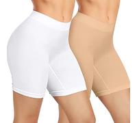 Lot de 2 Short Leggings Sport Femme sous Jupe ou Robe Anti-frottement Pantalons de Cyclisme pour Femme Legging Court sans Couture Boxer Short Sécurité (Blanc Couleur, 3XL)