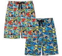 Lot de 2 shorts de détente pour homme - Batman, The Flash, Green Lantern et Superman - 100% coton, bleu, XL