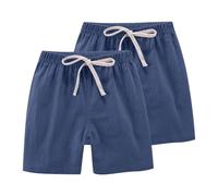Lot de 2 shorts de sport en coton et lin pour enfants - Pantalon de plage décontracté avec cordon de serrage - Pantalon de sport - Taille élastique - Respirant