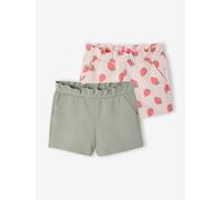 Lot de 2 shorts fille molleton léger vert d'eau 4A