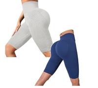 Lot de 2 Shorts Legging Anti Cellulite Femme Legging Anti-Cellulite à Compression 3 D, Minceur Compression Yoga Fitness Drainage Lymphatique Lipoedeme Running Yoga Fitness Pantalon de Sport