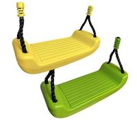 Lot de 2 sièges de balançoire pour enfant en plastique - Vert pomme et jaune - Corde réglable de 90 à 150 cm - Jusqu'à 70 kg - Résistant aux intempéries et robuste - Balançoire pour jardin et