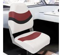 Lot de 2 sièges de bateau pliables avec dossier haut, cadre en aluminium, matériau PVC PU imperméable, pied de chaise réglable de 28 à 45,5 cm, compatible avec voilier Jolle Yacht Catamaran