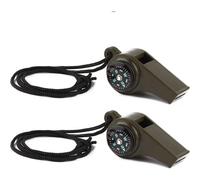 Lot De 2 Sifflets De Survie D'urgence, Sifflet 3 En 1 Avec Boussole Et Thermomètre, Fort Et Sûr Avec Cordon, Convient Pour La Randonnée En Plein Air, Le Camping, Le Bateau, La Chasse, La Pêche.