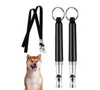Lot de 2 sifflets d'entraînement professionnels à ultrasons pour chien - Sifflet d'entraînement à ultrasons réglable pour arrêter d'aboyer (noir)