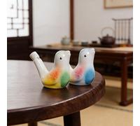 Lot de 2 sifflets d'oiseau en céramique, flûte à effet d'appel magpie, outil d'appel d'animaux fabriqué à la main, appareil acoustique portable pour voyage en plein air, cadeau souvenir