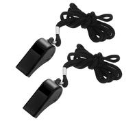 Lot de 2 sifflets noirs pour entraîneurs, sifflets d'entraîneur avec cordon, sifflets en plastique pour adultes, sifflets clairs et puissants, sifflets d'urgence pour enseignants, policiers, officiels