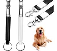 Lot de 2 sifflets pour chien pour arrêter d'aboyer les voisins - Sifflet réglable à ultrasons silencieux pour chien - Sifflet de dressage professionnel avec cordon