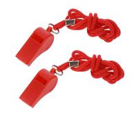 Lot de 2 sifflets rouges pour entraîneurs, sifflets d'entraîneur avec cordon, sifflets en plastique pour adultes, sifflets rouges clairs et puissants, sifflets d'urgence pour enseignants, policiers