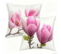 Lot de 2 Simple Housses de Coussin Extérieur Imperméable 30 x 30 cm Fleur (7) Housse Coussin en Lin, Taie d'oreiller avec Fermeture Éclair Dissimulée, Coussins Decoratif pour Canape Jardin 0n-418