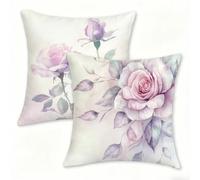 Lot de 2 Simple Housses de Coussin Extérieur Imperméable 40 x 40 cm Fleurs (9) Housse Coussin en Lin, Taie d'oreiller avec Fermeture Éclair Dissimulée, Coussins Decoratif pour Canape Jardin 0n-420
