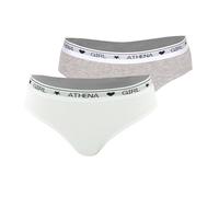 Lot de 2 slips fille coton ultra doux athena blanc-gris chiné 8A