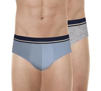 Lot de 2 Slips Homme Club - Coton Stretch Longue Durée, Ceinture Jacquard - Label Oeko-TEX® Standard 100, Bleu/Gris Chiné - Taille 3 / M