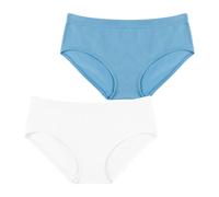 Lot de 2 slips sans couture côtelés blanc-bleu niagara 10A