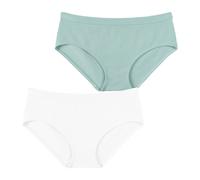 Lot de 2 slips sans couture côtelés blanc et bleu nuage 10A