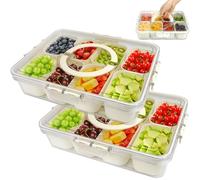 Lot de 2 Snack Box Plateau de Service Divisé, Boîte de rangement de collation à 8 Compartiments en Plastique Boite Alimentaire Boîte de rangement pour Déjeuner Noix Fruits Biscuits Snacks Bonbons