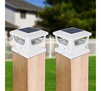 Lot de 2 Solaires Capuchon pour Poteau de carré 7x7cm 8x8cm 9x9cm 10x10cm-Solaires Capuchons de Clôture Solaire Poteaux de Clôture Solaire Cap Light, IP65 Étanche, pour Protéger les Poteaux en Bois