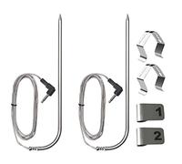 Lot de 2 sondes à viande de rechange pour barbecue à granulés Pit Boss - Sonde de thermomètre mâle de 3,5 mm - Sonde de température de rechange avec 2 clips de sonde en acier inoxydable et 4