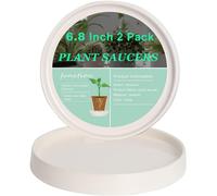 Lot De 2 Soucoupes En Céramique Pour Plantes,Plateaux D'égouttement De 17,5 Cm Pour Pots De Fleurs De 11 À 15 Cm,Sous-Verres Blancs Imperméables Avec Protection Du Sol,Plateaux De Drainage