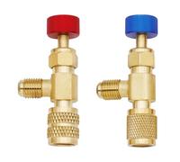 Lot de 2 soupapes de sécurité pour réfrigérant R32 R22 R410 - En laiton - Soupape de sécurité - Raccord rapide - 1/2" 1/4" 5/16" - Valve de régulation de débit - Valve de climatisation (R32 R22)