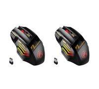 Lot de 2 souris de sans pour ordinateur 2,4 G RVB rechargeable Bluetooth USB souris silencieuse et ergonomique